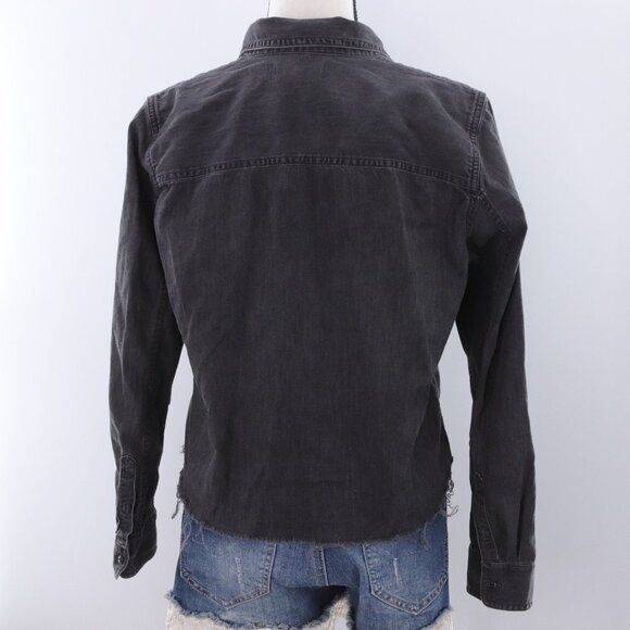 Madewell | Black Long Sleeve Button Down Medium Raw Hem - Picture 5 of 6